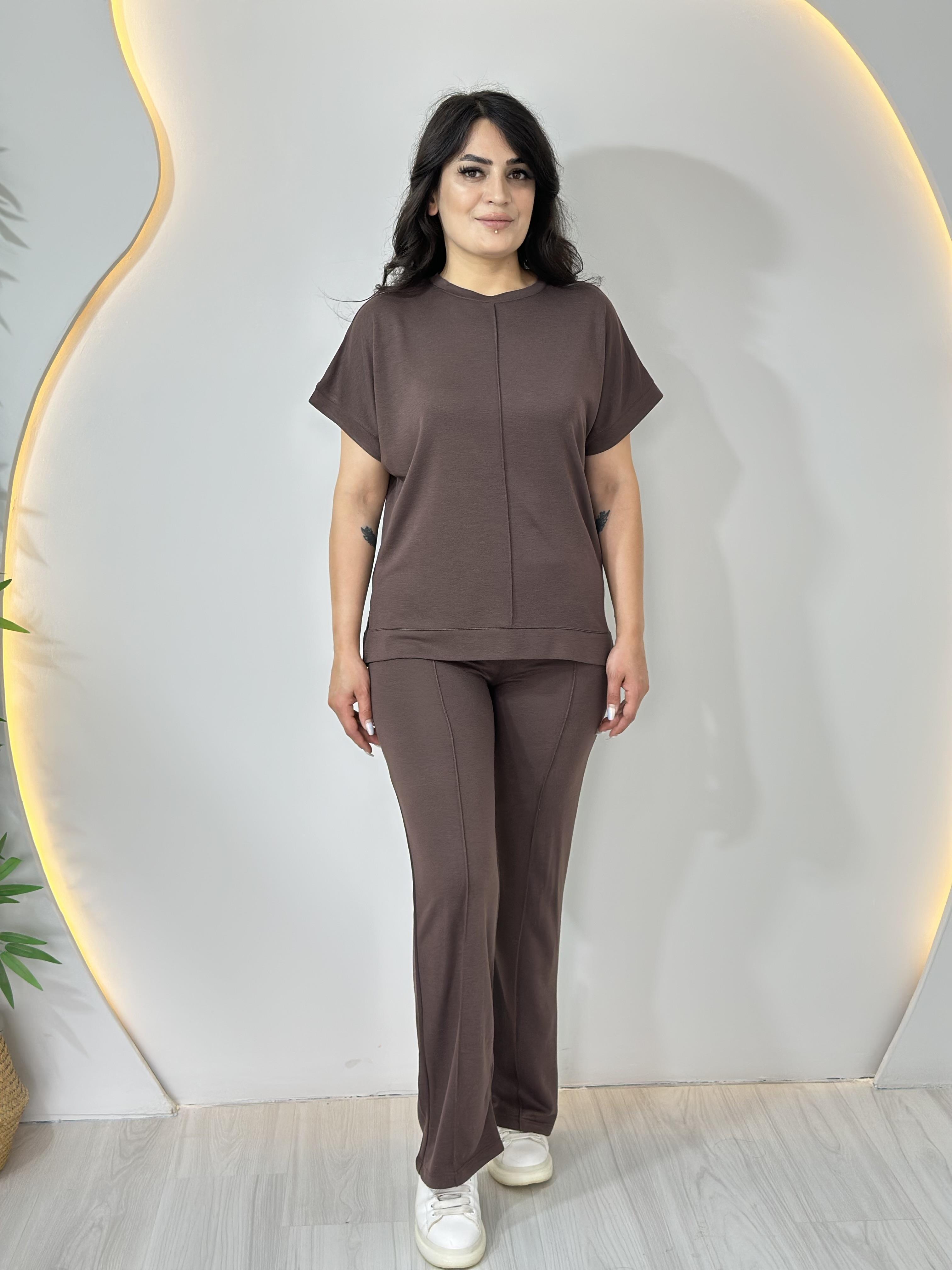 Riva Kahve Oysho Biyeli Kısa Kol Kristal 2'Li Takım 