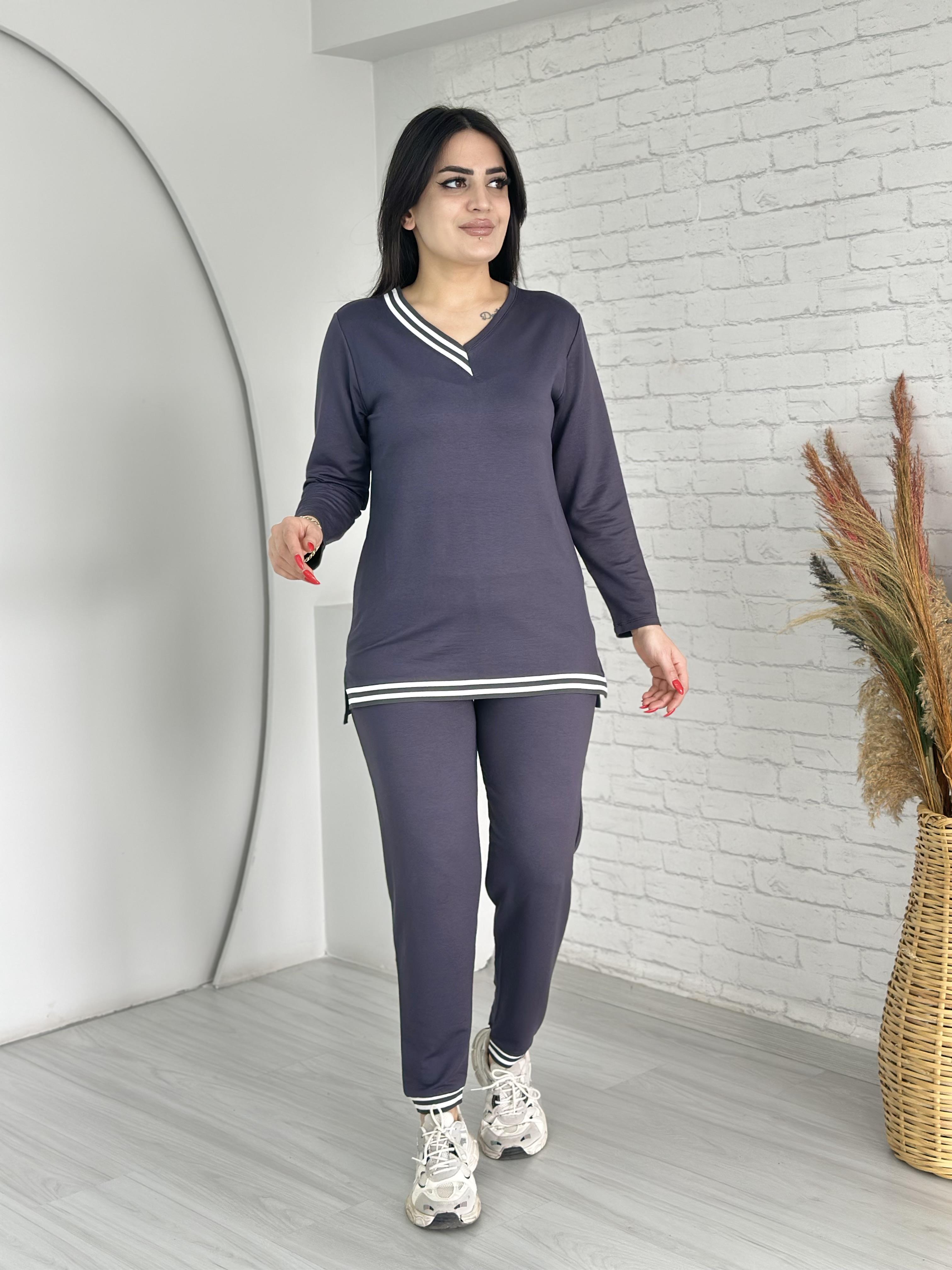 Rush Füme V Yaka Ribanalı Viskon Kumaş İkili Takım D009
