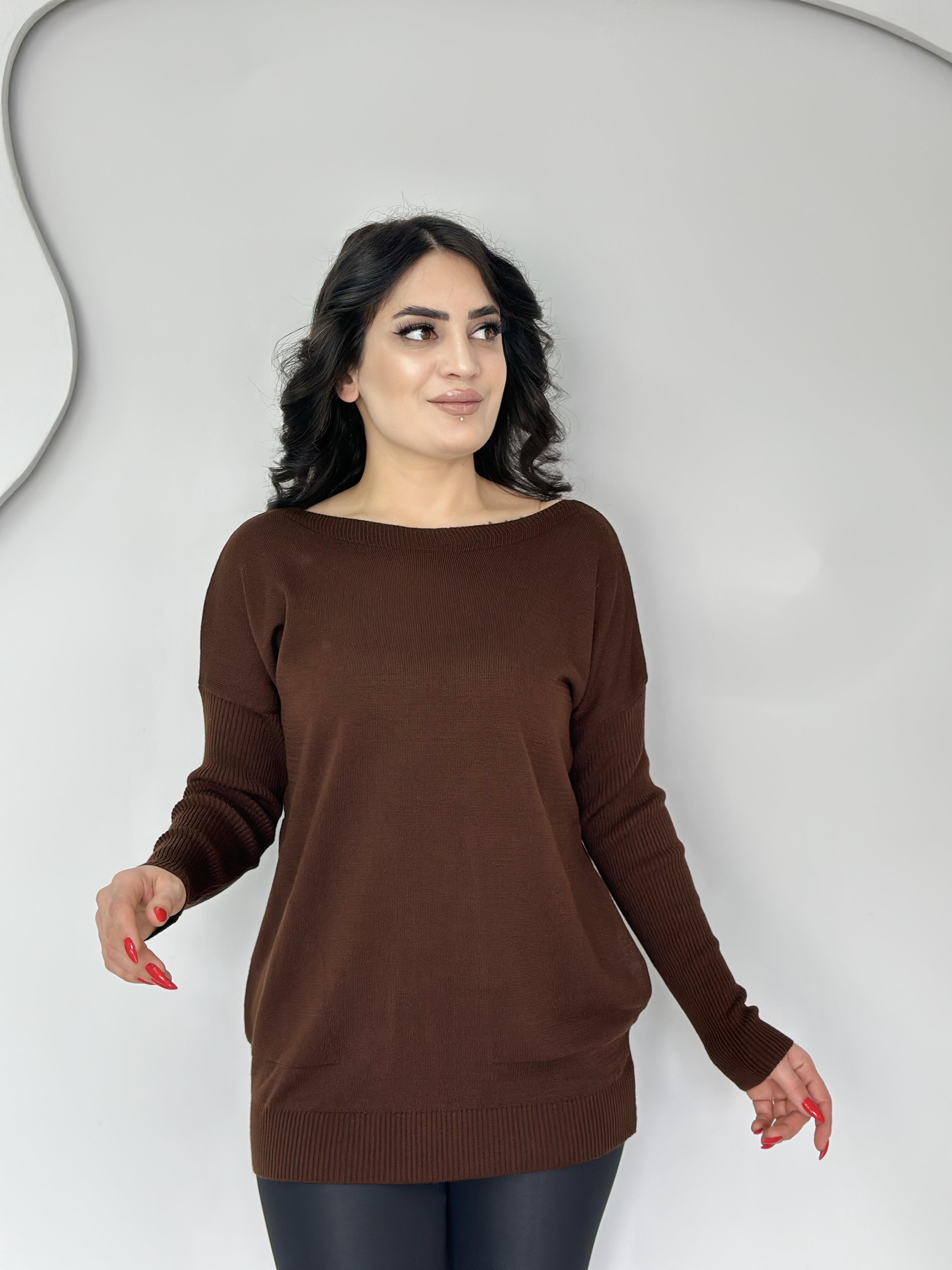 Selanik Acı Kahve Cepli Triko Bluz B105