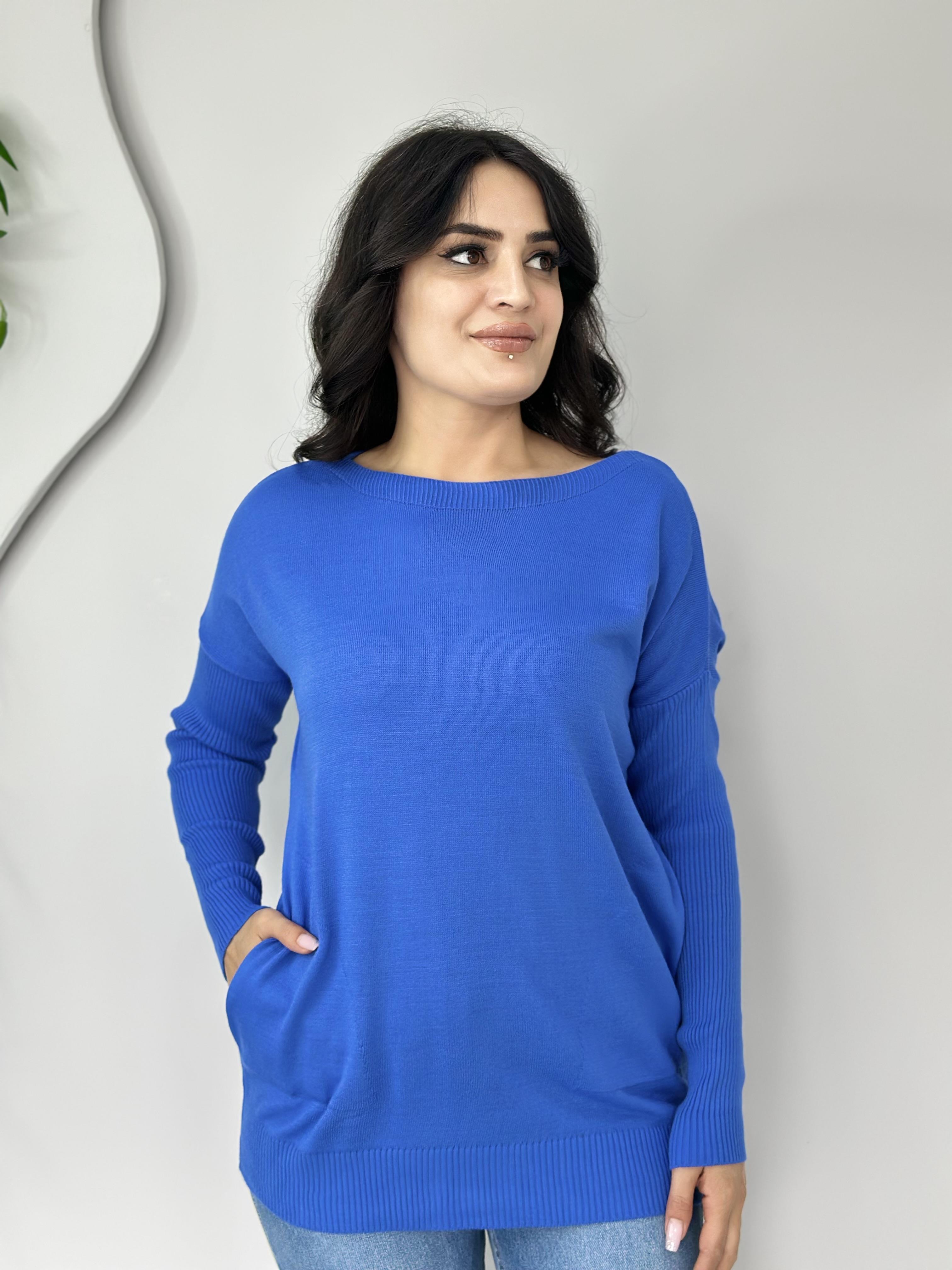 Selanik Bebe Mavi Cepli Triko Bluz A415