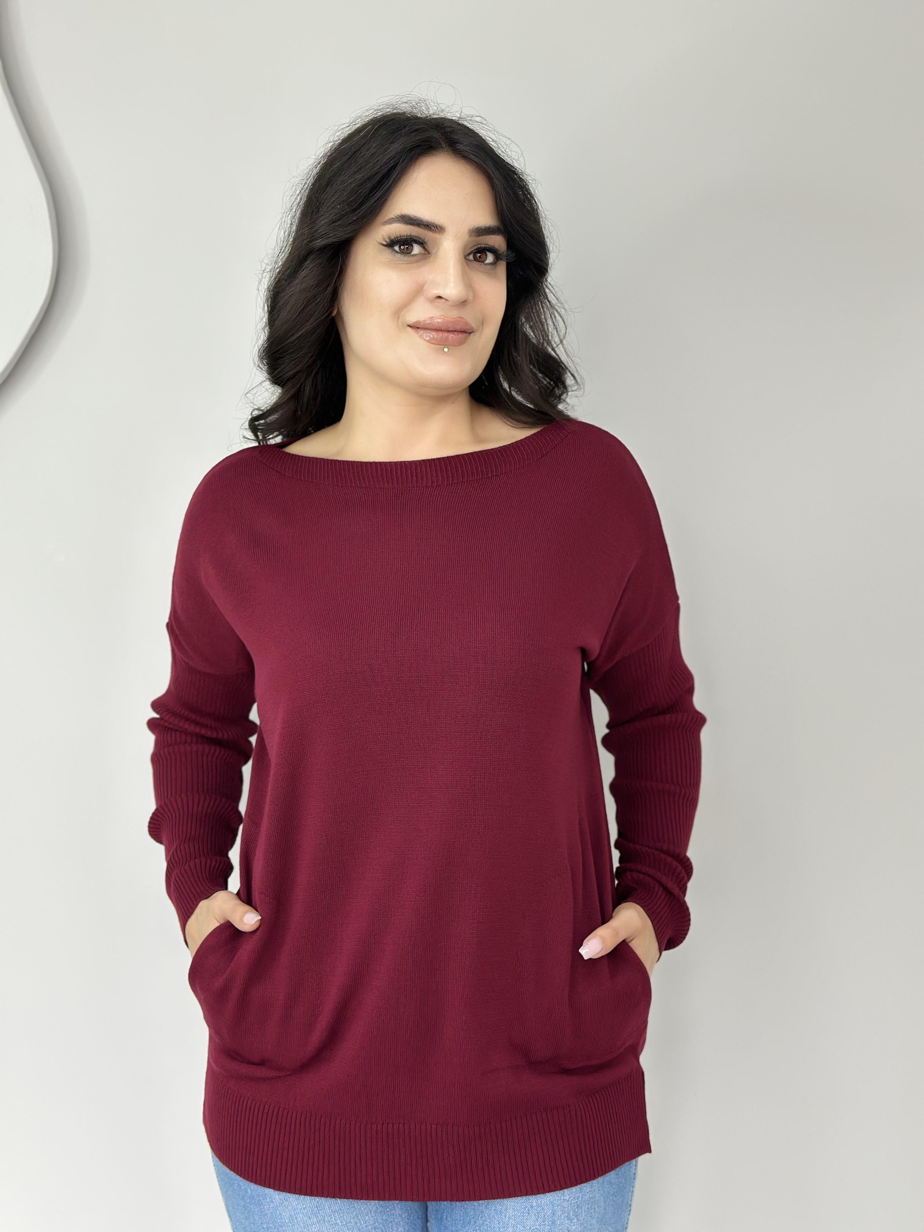 Selanik Bordo Cepli Triko Bluz A417