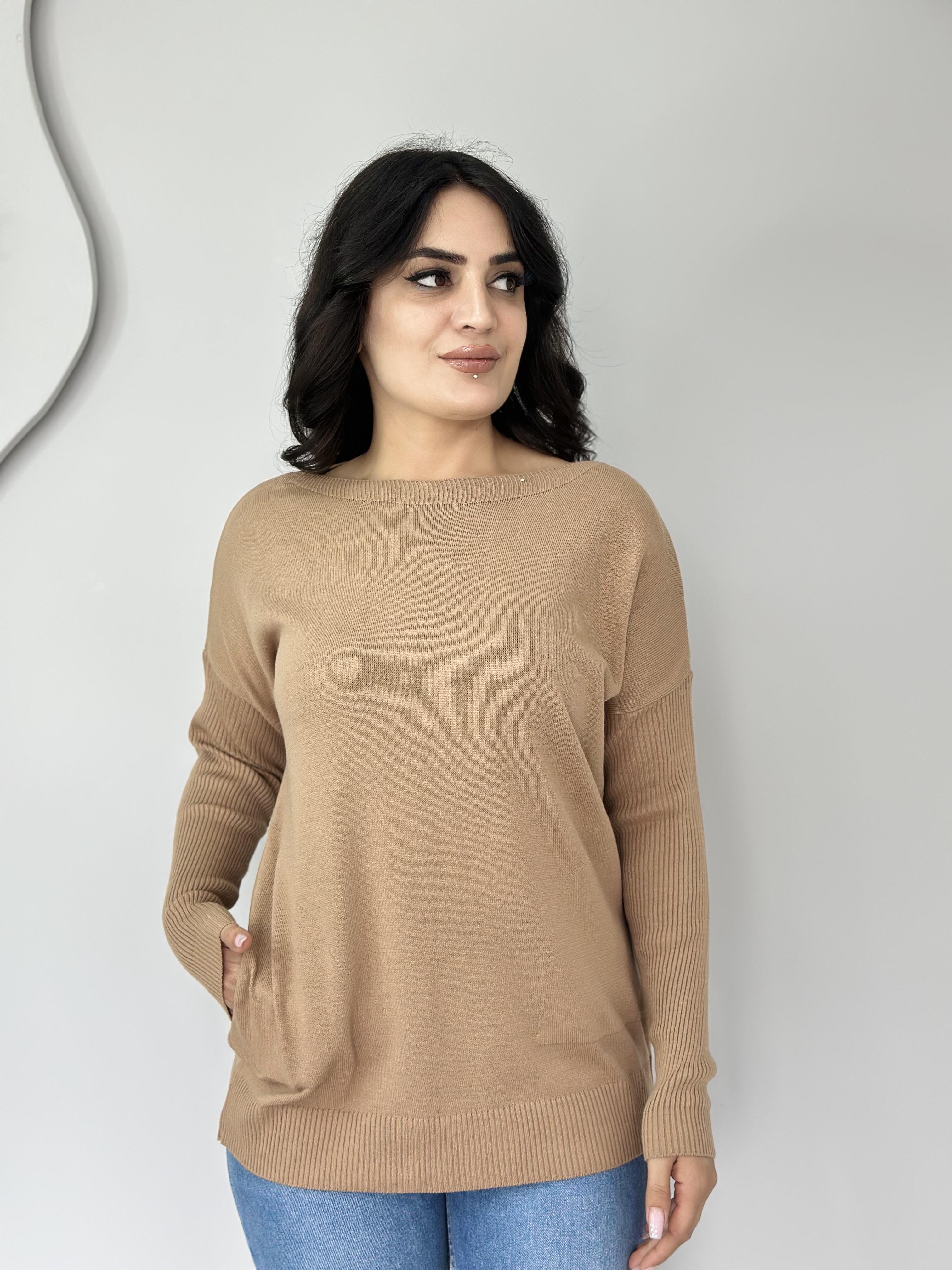 Selanik Camel Cepli Triko Bluz  A413