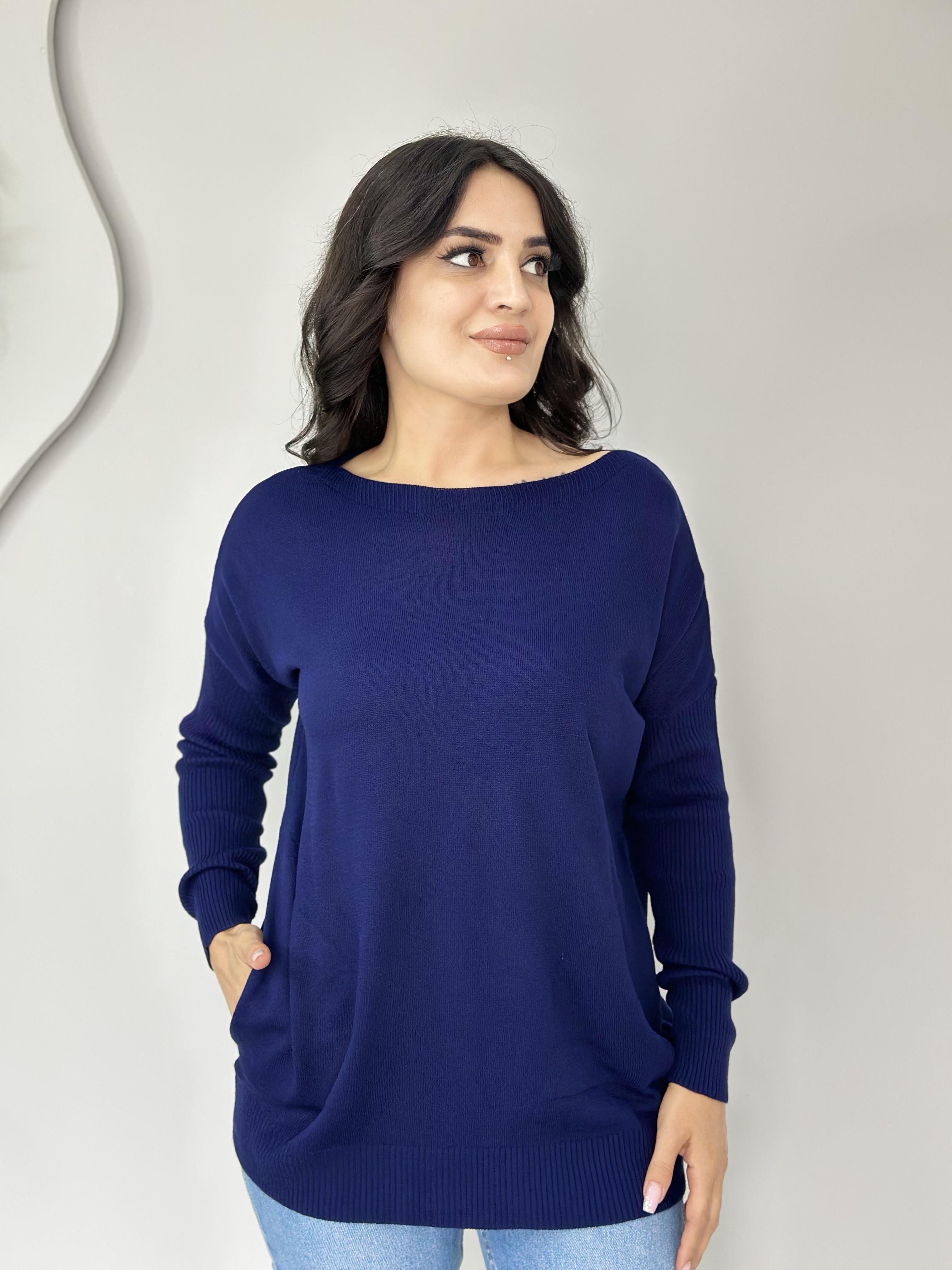 Selanik Lacivert Cepli Triko Bluz A421