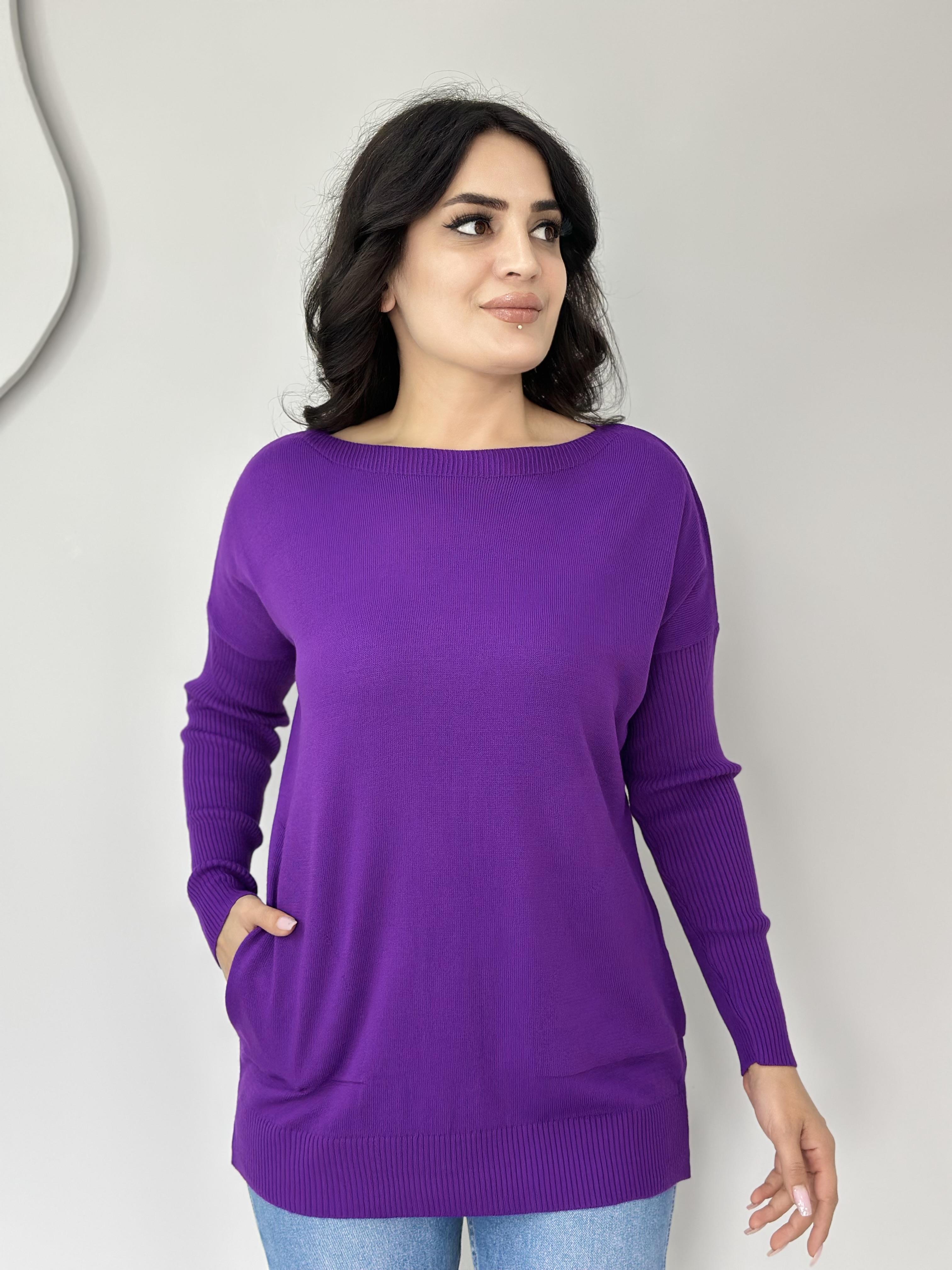 Selanik Mor Cepli Triko Bluz A416