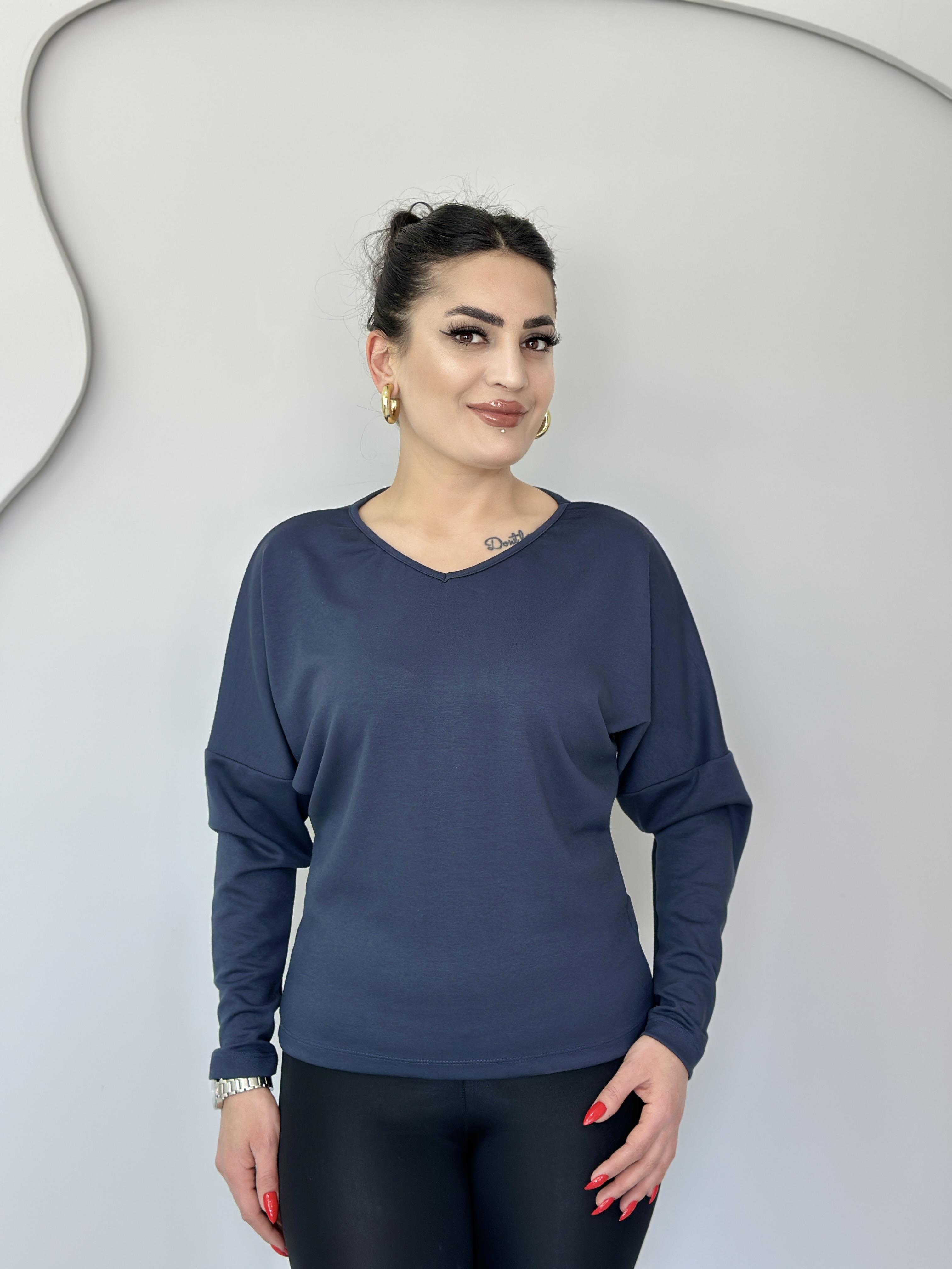 Selva Antrasit V Yaka Modal Kumaş Bluz c5656