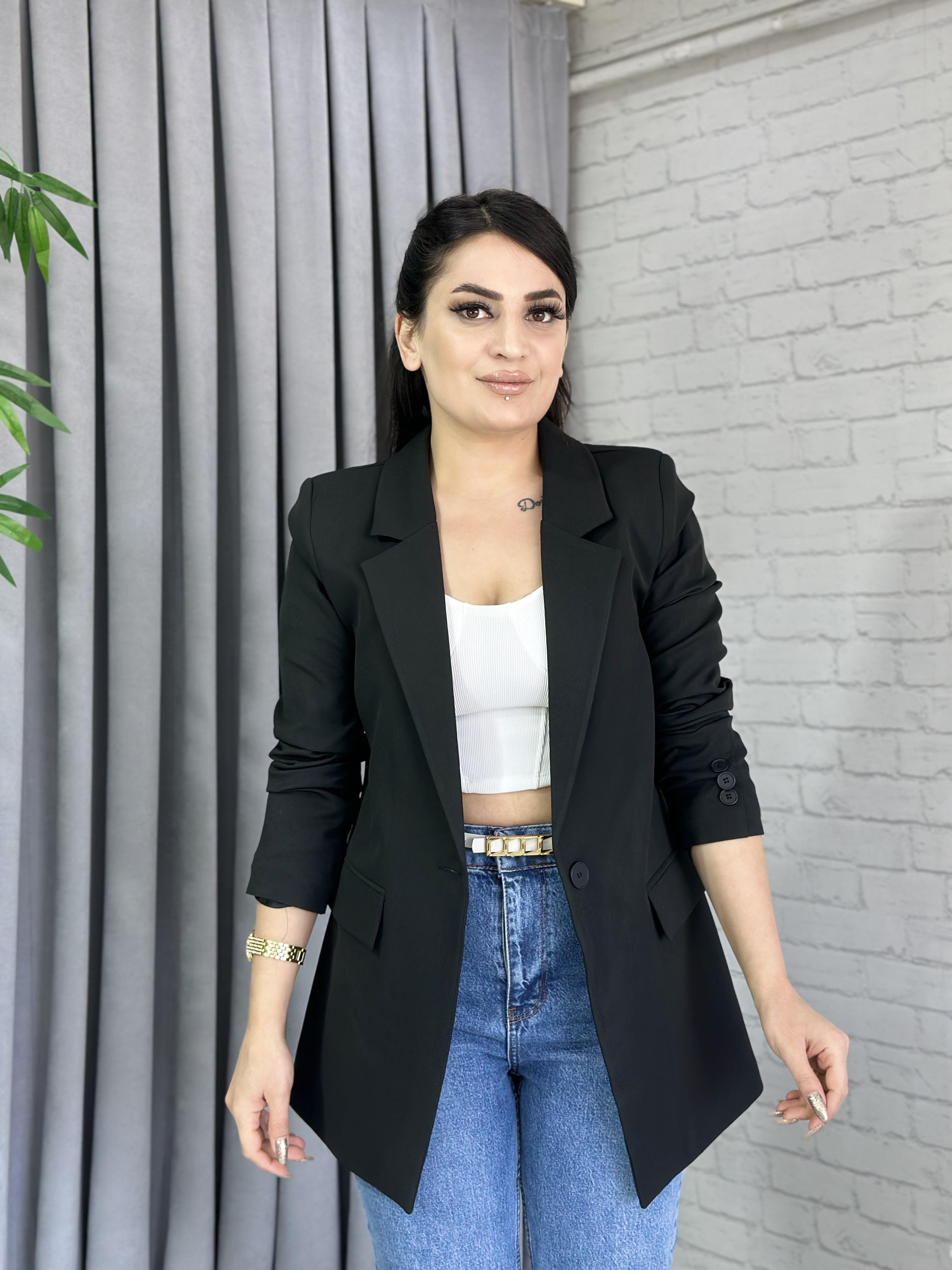 Siyah Atlas Tek Düğme Astarlı Ceket A033