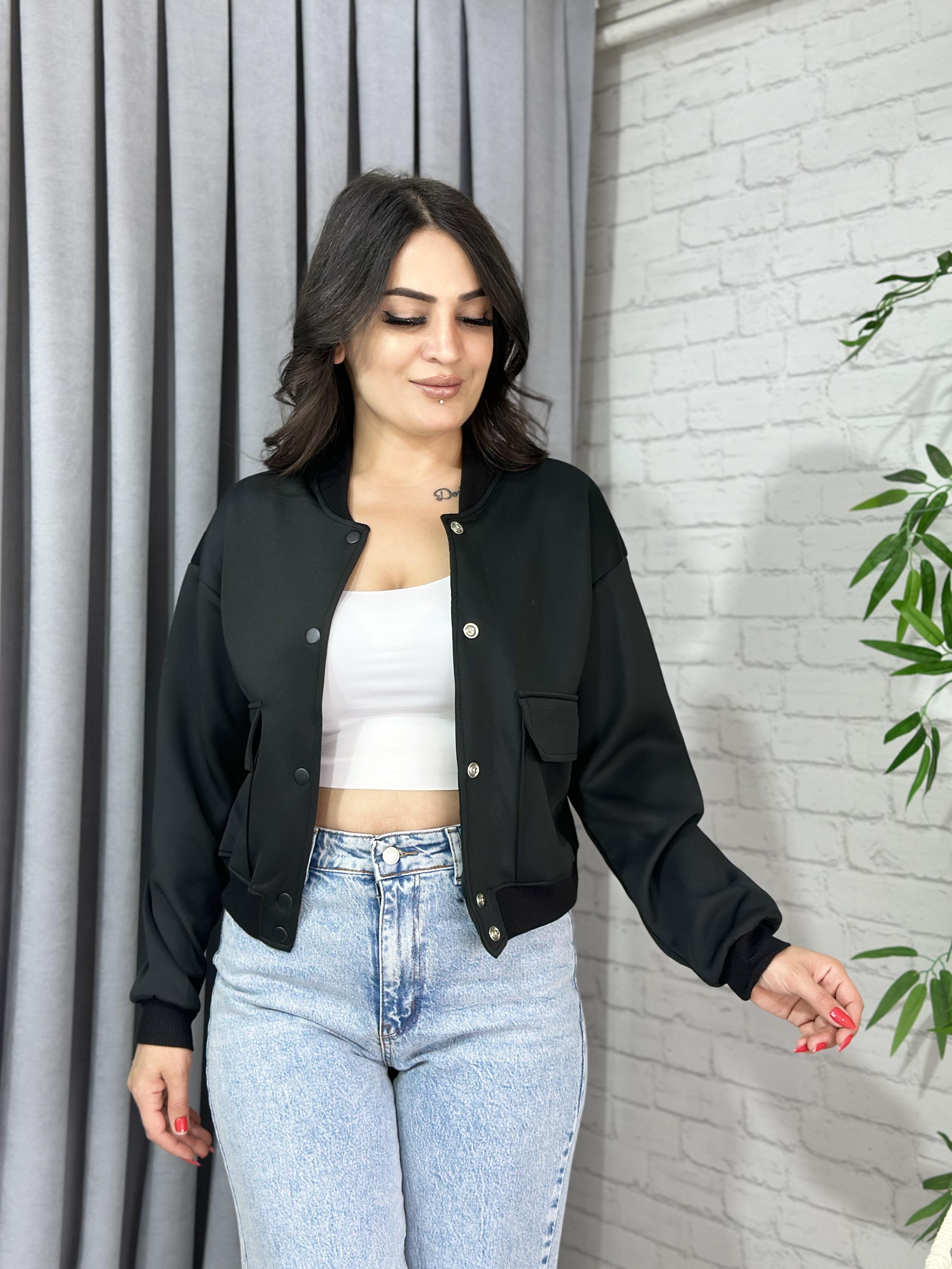 Siyah Cepli Bomber Ceket