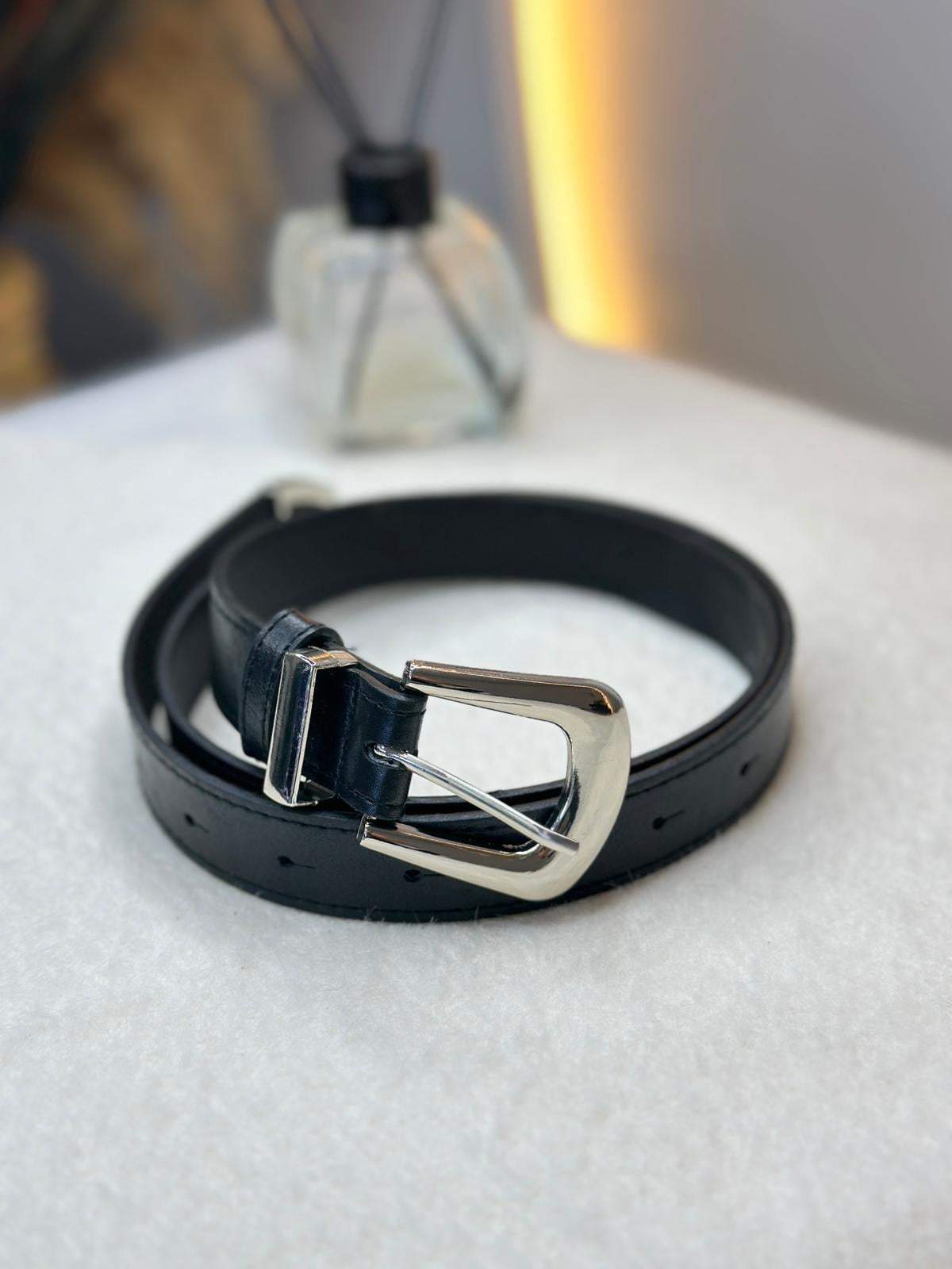 Siyah Gümüş İthal Tokalı Kemer C2323