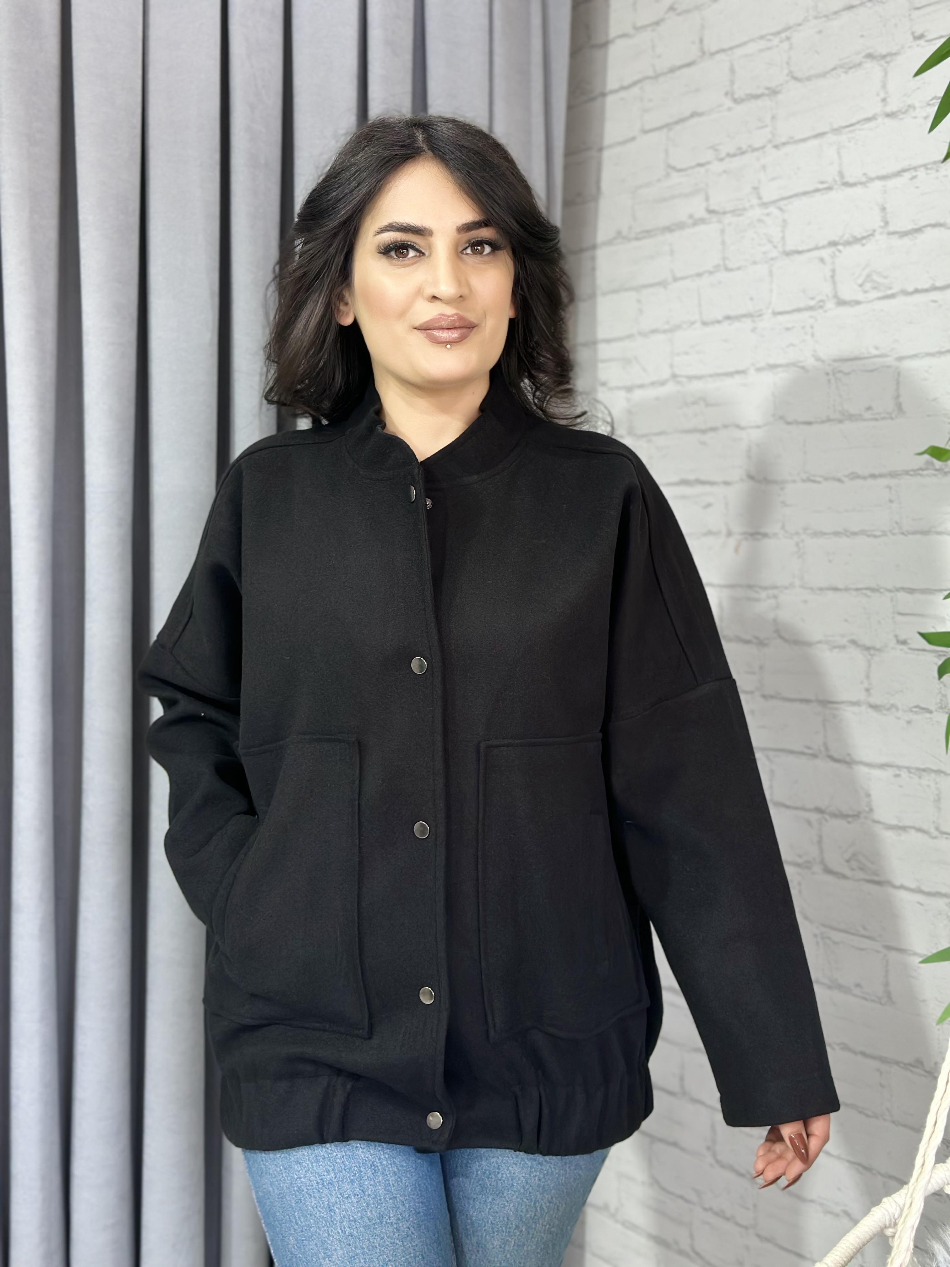 Siyah Oversize Trend Cepli Kaşe Bomber Ceket Mont