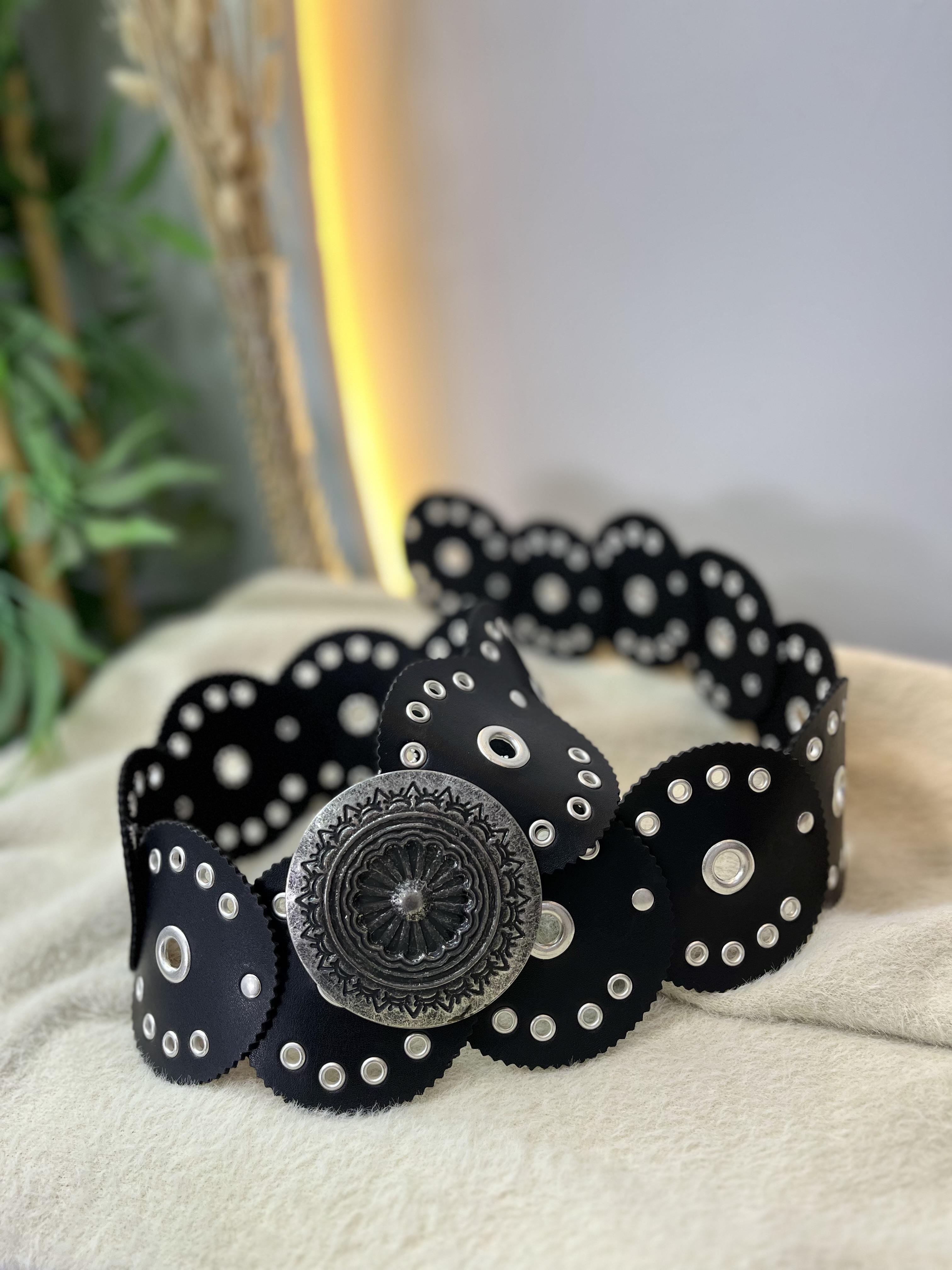Siyah Vintage Tarzı Ayarlanabilir Kovboy Kemer A3838
