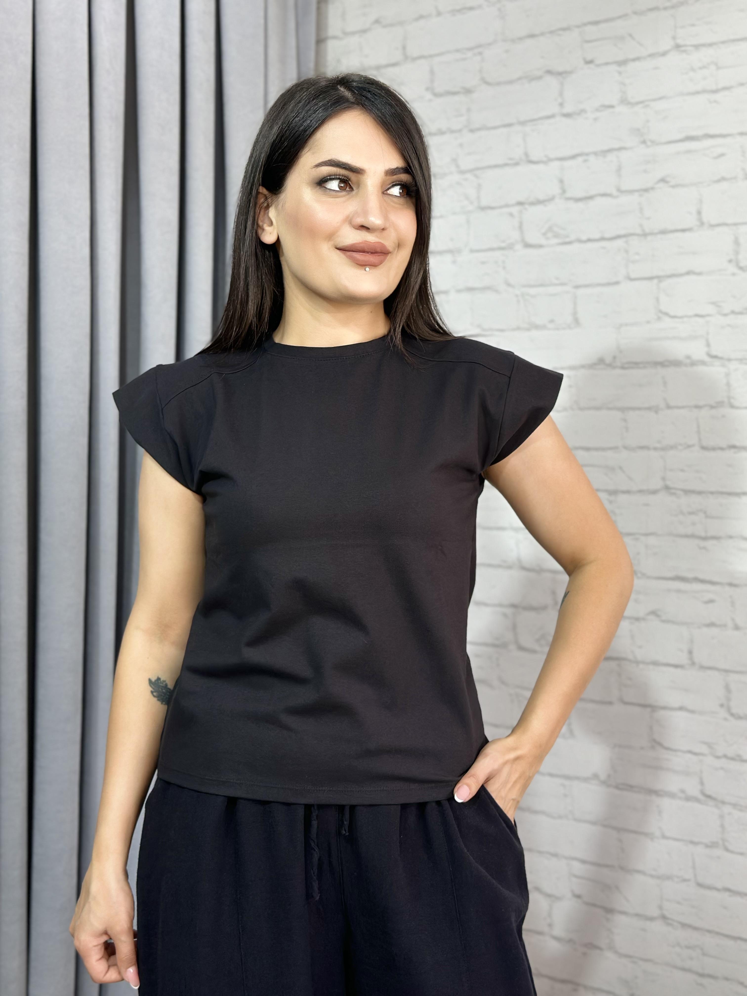 Siyah Yumuşak Doku Vatkalı Bluz