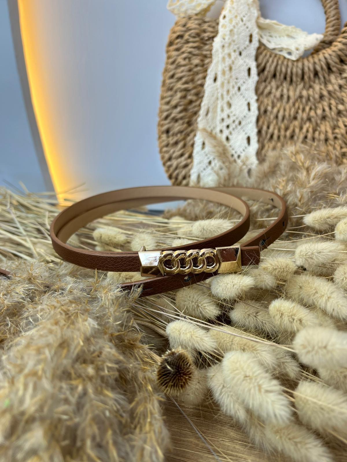 Taba Gold Tokalı Zincir Desenli İnce Kemer A01245