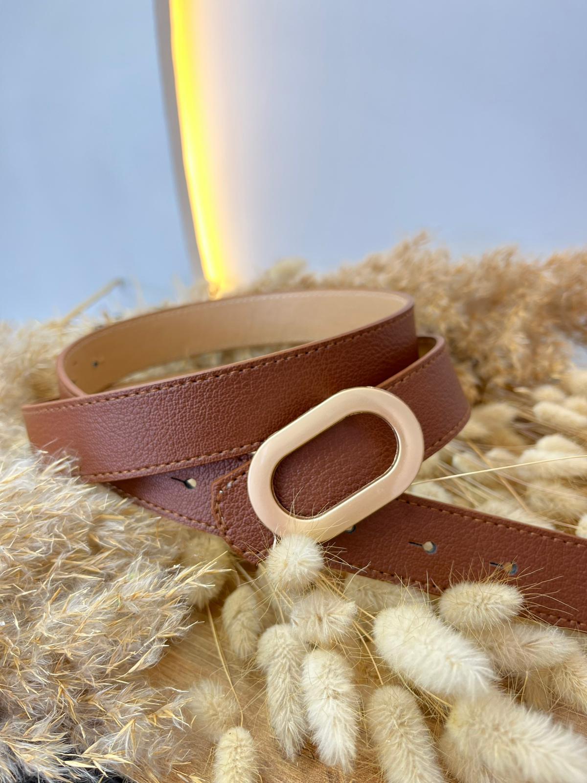 Taba Oval Mat Gold Tokalı Kemer A0942