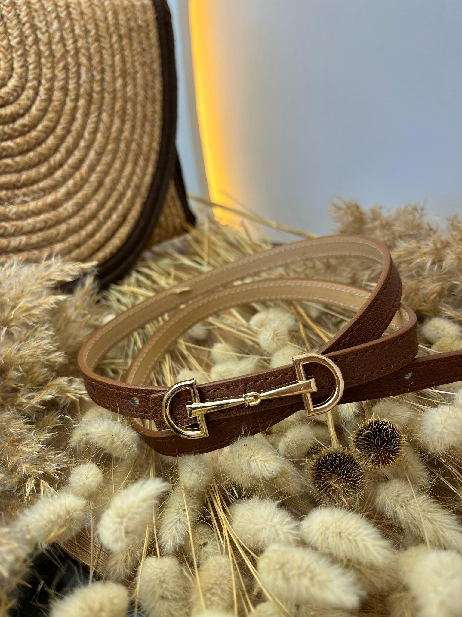 Taba Uzun Gold Tokalı İnce Kemer A0963