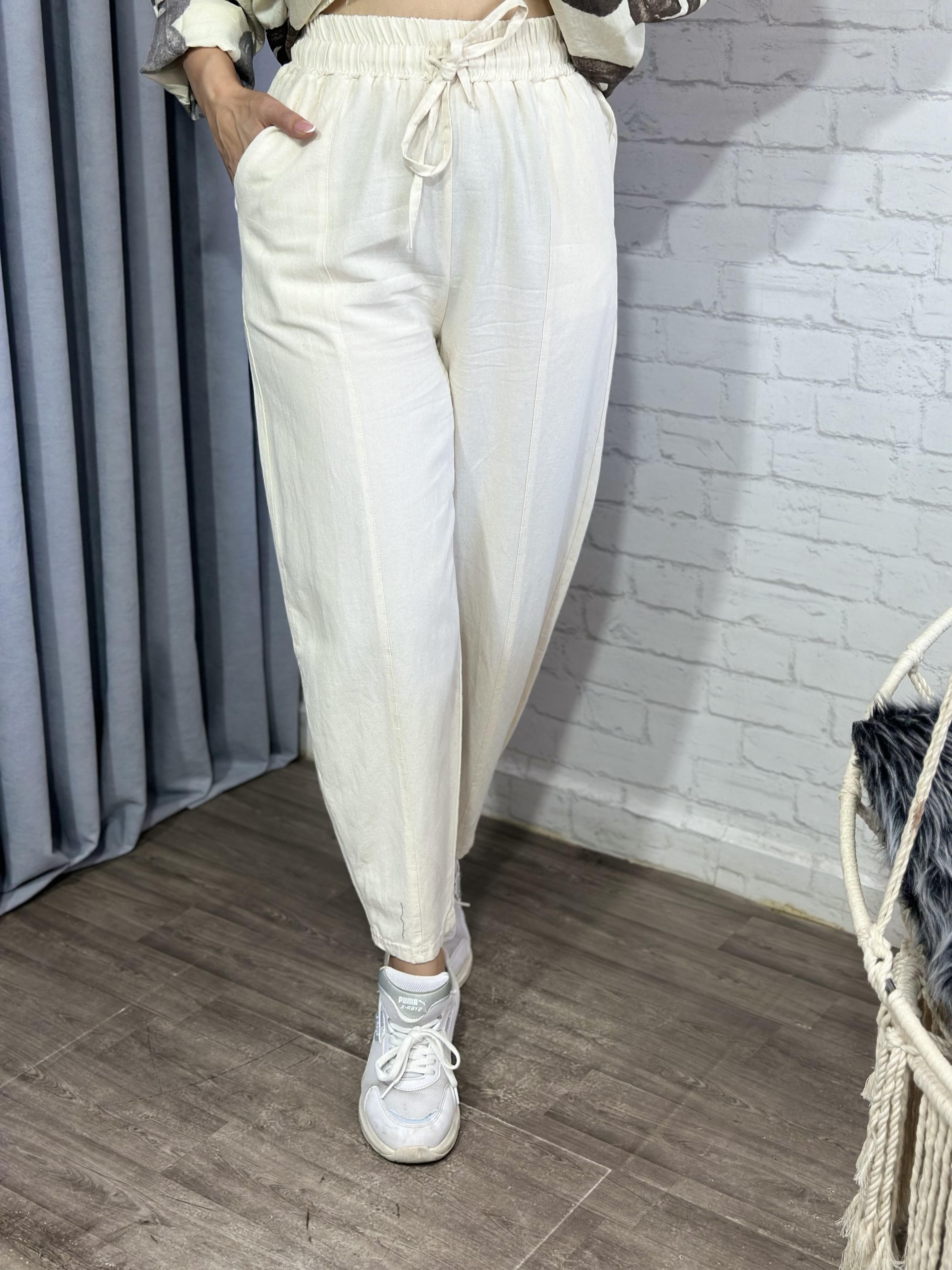 Taş Keten Kumaş Balon Pantolon