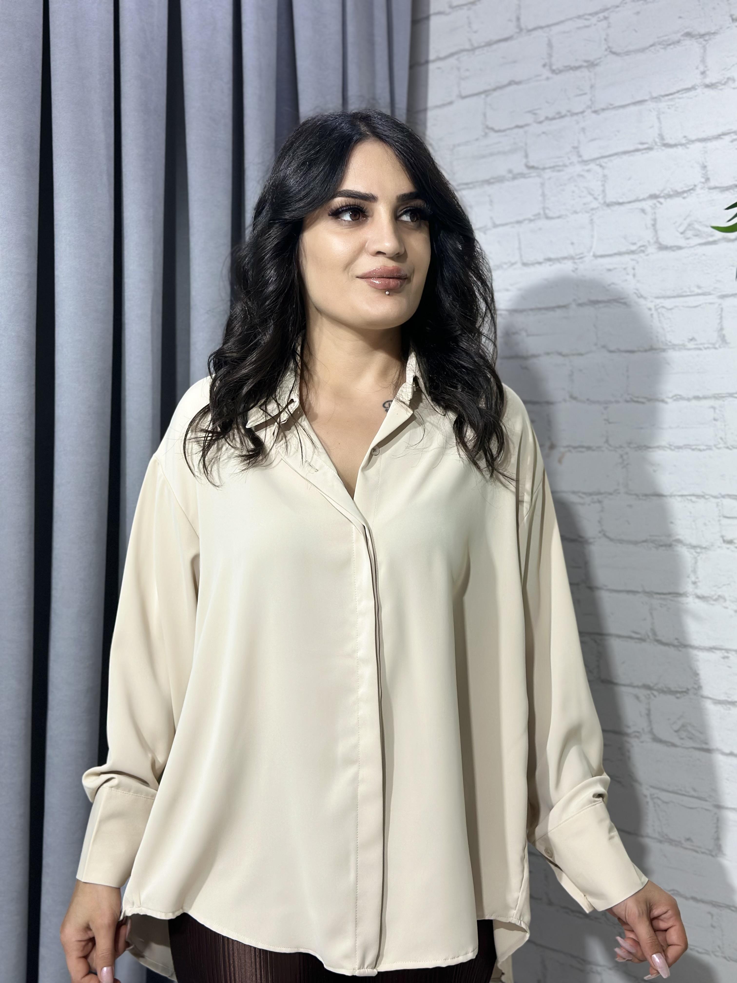 Taş Yarasa Kol Pamuk Saten Gömlek