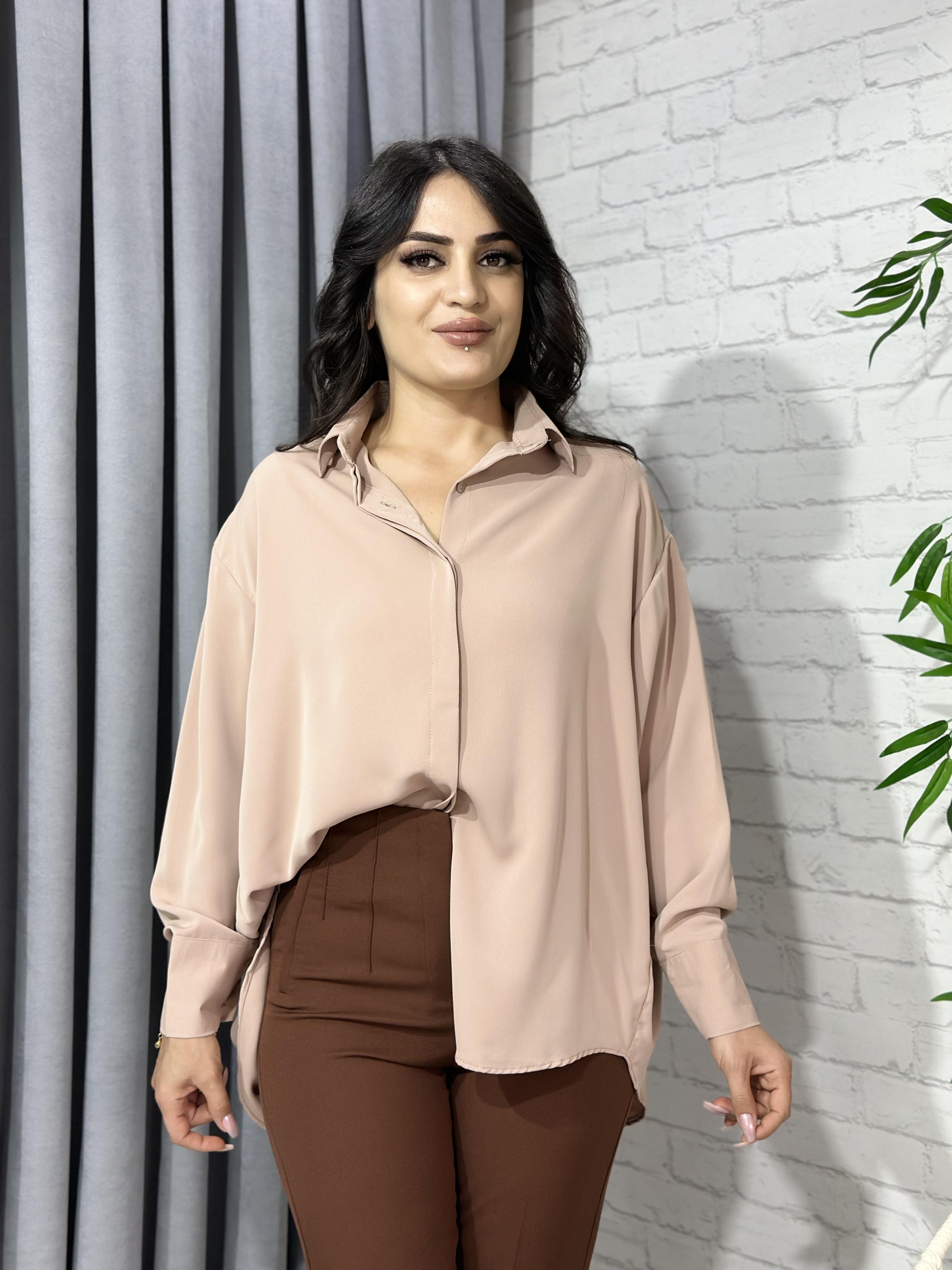Vizon Yarasa Kol Pamuk Saten Gömlek
