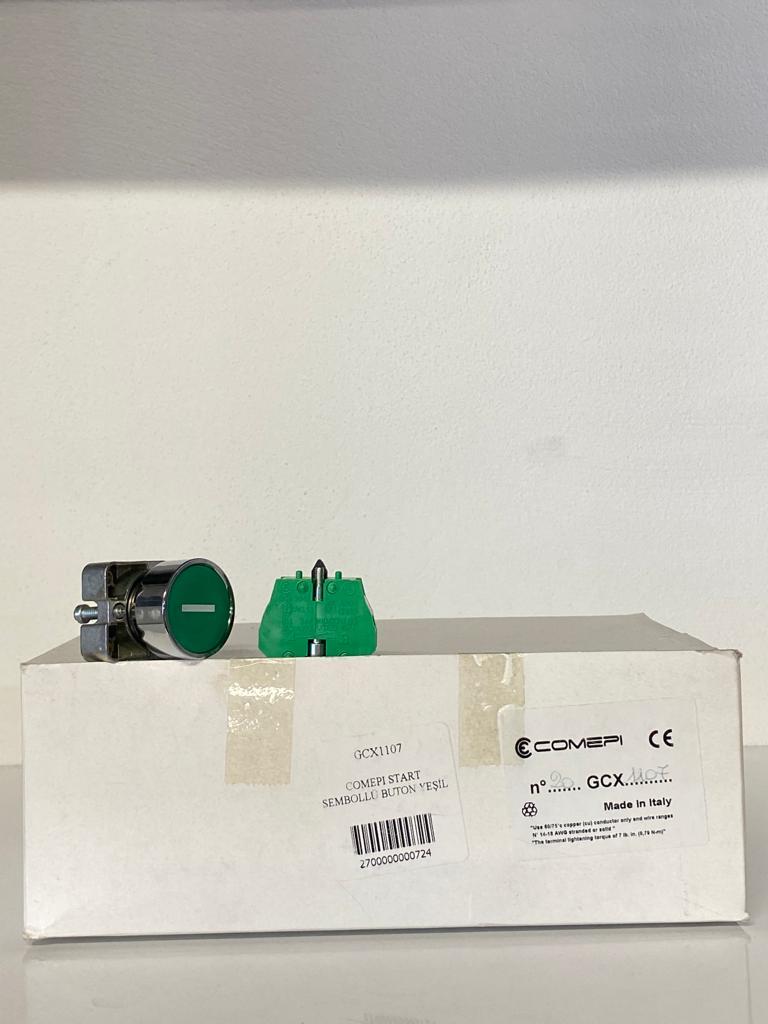 COMEPI START SEMBOLLÜ BUTON YEŞİL Q22mm Yaylı sembollü 1NA kontak düzeni IP65