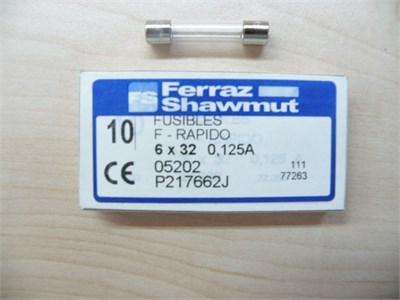 *10 ADET FİYATIDIR* Cam Sigorta 250V F 6X32 0,125A / 30 Adet Stok
