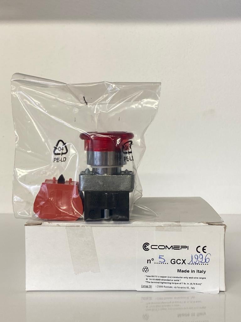 COMEPI MANTAR IŞIKLI BUTON KIRMIZI Q40mm Kalıcı 1NK kontak düzeni IP65 