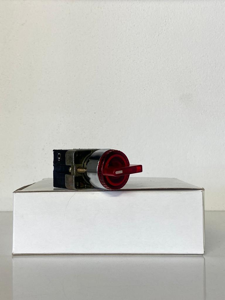 COMEPI METAL IŞIKLI MANDALLI BUTON Kırmızı Q22mm 3 Pozisyon 2NA kontak düzeni IP65