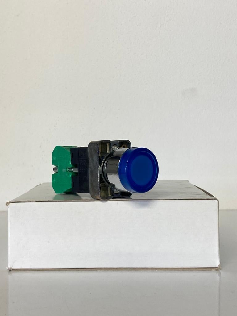 COMEPI METAL IŞIKLI MAVİ BUTON Q22mm Yaylı 1NA kontak düzeni IP65