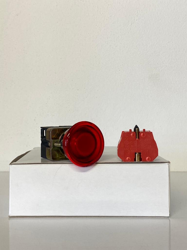 COMEPI METAL MANTAR IŞIKLI BUTON Q40mm Kırmızı yaylı 1NK kontak düzeni IP65