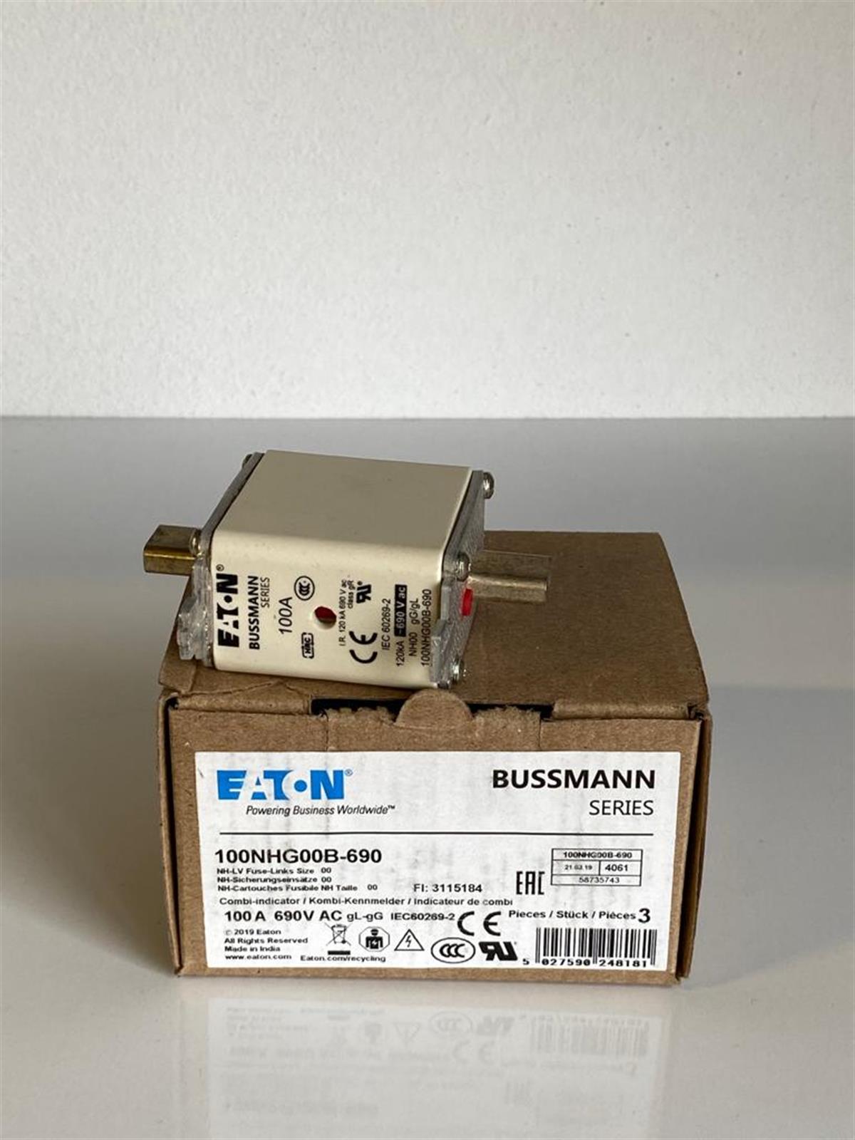 Eaton Bussmann100NHG00B-690 NH FUSE 100A 690V gG SIZE BUSSMANN100NHG00B-690 NH FUSE 100A 690V gG SIZE BUSSMANN