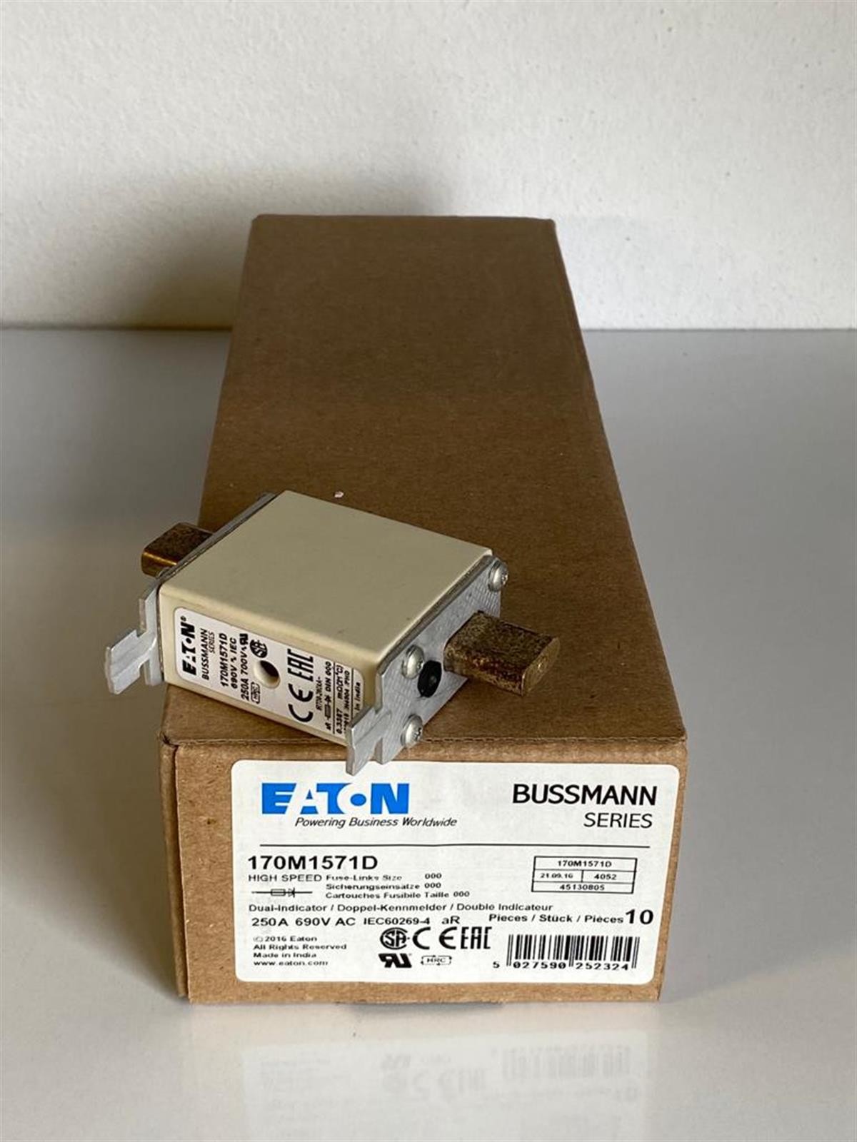 Eaton Bussmann170M1571D FUSE 250A 690V aR DIN 000 HSDNH Bussmann170M1571D FUSE 250A 690V aR DIN 000 HSDNH Bussmann