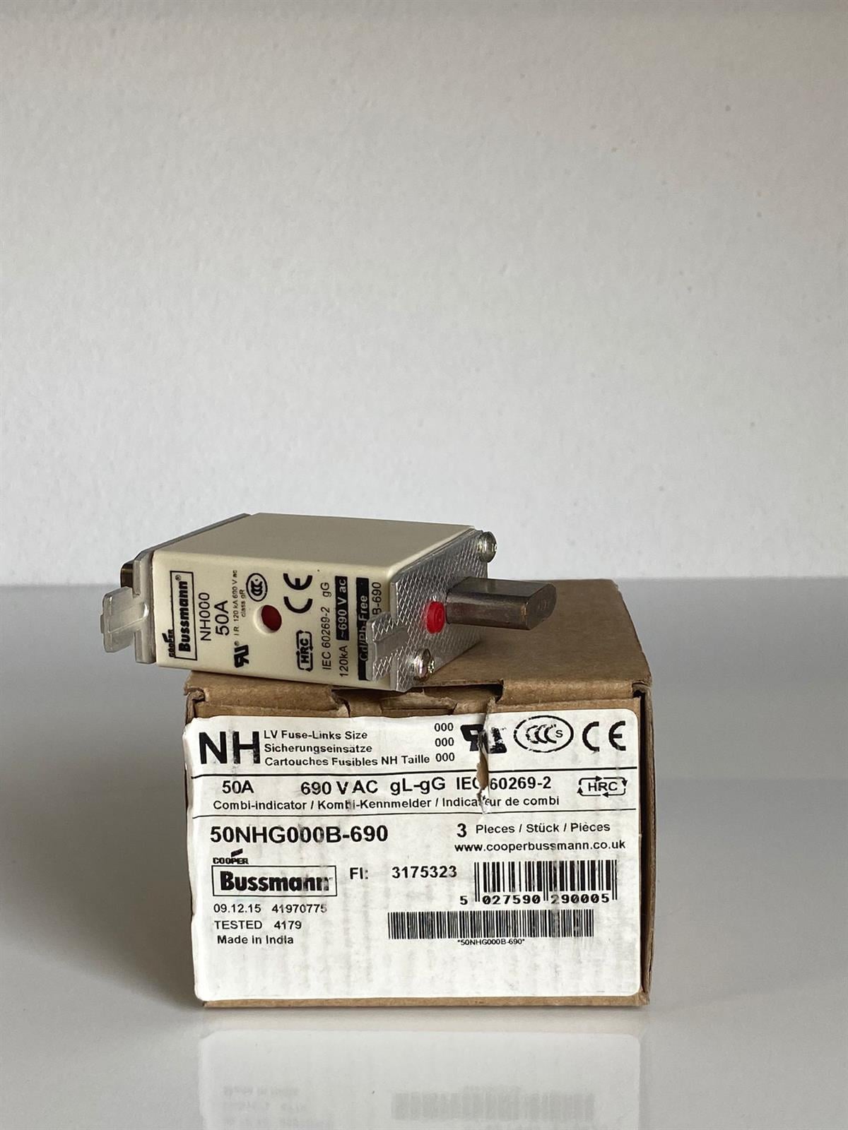 Eaton Bussmann50NHG000B-690 NH FUSE 50A 690V GG SIZE 000 EATON50NHG000B-690 NH FUSE 50A 690V GG SIZE 000 EATON