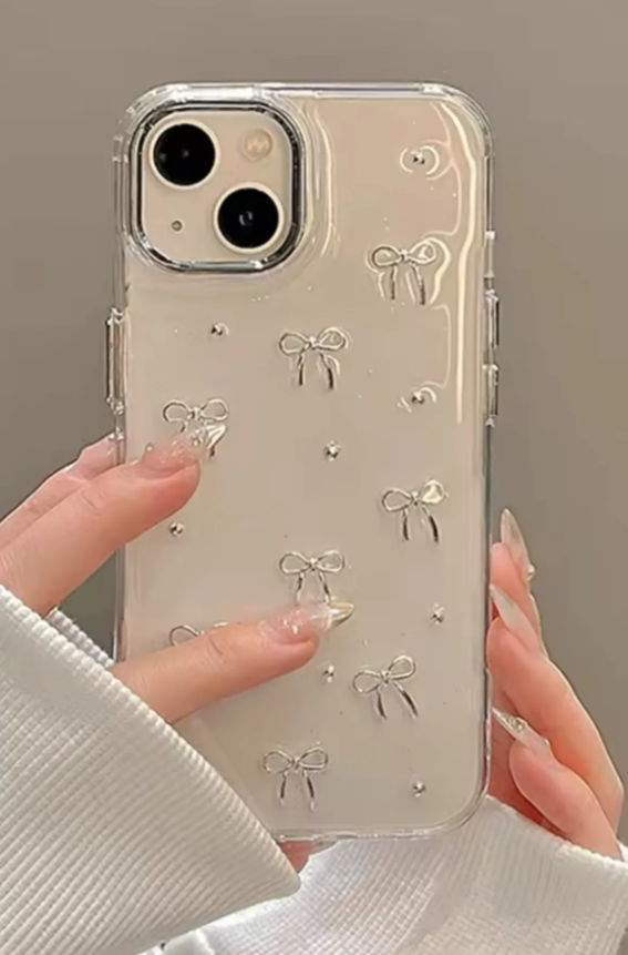  Apple Iphone 13 - 14 - 15 Uyumlu Şeffaf Mini Fiyonk Epoksili Telefon Kılıfı