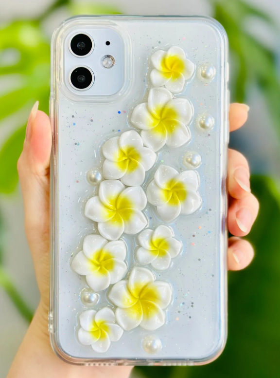  Iphone 11 Uyumlu EPOKSİLİ Oyuncak Sarı Çiçek Tasarımlı Esnek Silikon Kılıf