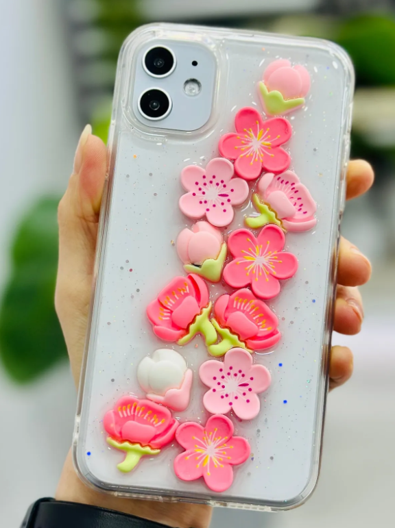  Iphone 11 Uyumlu OYUNCAK PEMBE ÇİÇEK Tasarımlı Esnek Silikon Kılıf