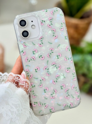  Iphone 12 ve 12 Pro Uyumlu 2in1 Çiçek Tasarım Baskılı Esnek Silikon Kılıf
