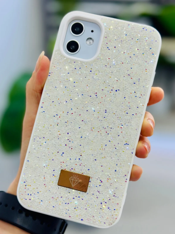  Iphone 12 ve 12 Pro Uyumlu ELMAS Tasarımlı Taşlı Işıltılı Parlak Pırlanta Silikon Kılıf