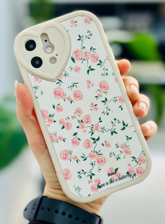  Iphone 12 ve 12 Pro Uyumlu Kaplama MİNİ ÇİÇEK Tasarımlı Yumuşak Silikon Kamera Korumalı Kılıf