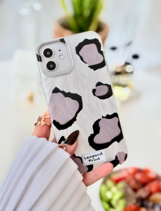  İphone 12 Ve 12 Pro Uyumlu Renk Geçişli Shine Gri Leopar Tasarım Kılıf