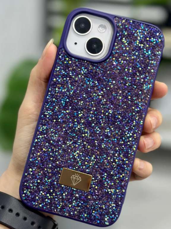  Iphone 13 - 14 ve 15 Uyumlu ELMASTasarımlı Taşlı Işıltılı Parlak Pırlanta Silikon Kılıf