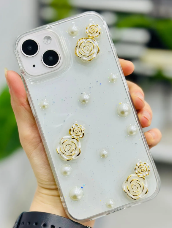  Iphone 13 - 14 ve 15 Uyumlu İNCİ GÜL Oyuncak Tasarımlı Esnek Silikon Kılıfı