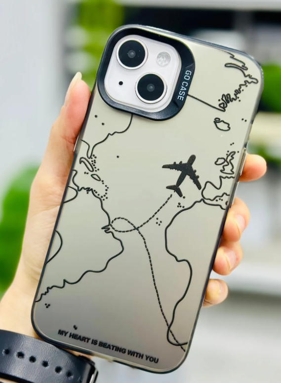  Iphone 13 - 14 VE 15 Uyumlu Parmak İzi Bırakmaz Baskı Desenli Metalik ELECTRO Silikon Kılıf