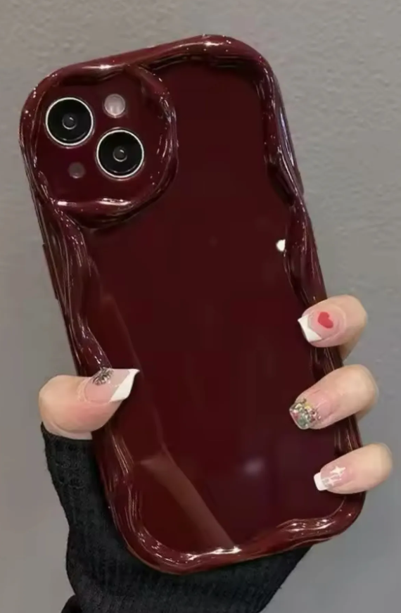  Iphone 13 VE 14 Uyumlu Darbe Önleyici DALGALI BORDO ANTİŞOK Silikon Kılıf