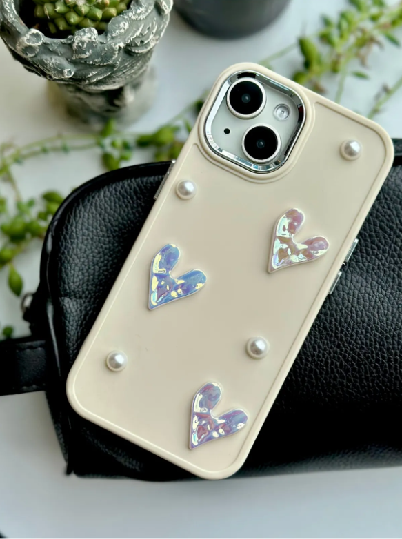  Iphone 14 Plus - 15 Plus Uyumlu Taş Kalp Tasarımlı Oyuncaklı Silikon Kılıf