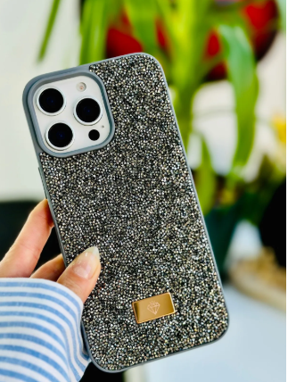  Iphone 14 Promax Uyumlu ELMAS Tasarımlı Taşlı Işıltılı Parlak Pırlanta Silikon Kılıf