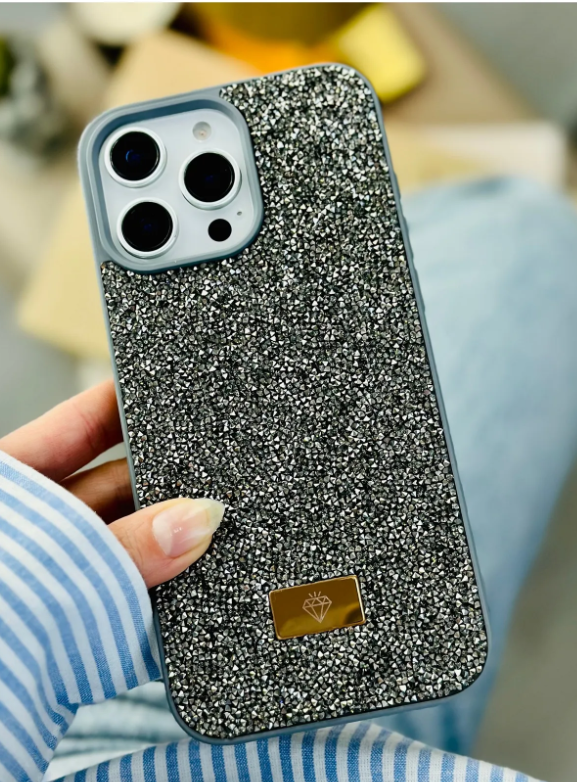 Iphone 16 Promax Uyumlu ELMAS Tasarımlı Taşlı Işıltılı Parlak Pırlanta Silikon Kılıf