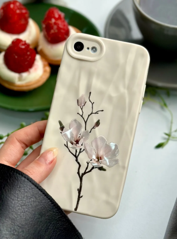  Iphone 7 - 8 - Se 2020 - Se 2022 Uyumlu 3d Kağıt Manolya Baskılı Silikon Kılıf