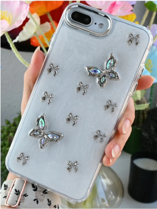  Iphone 7 - 8 - Se 2020 - Se 2022 Uyumlu Metal Kelebek 3D Oyuncak Tasarımlı Esnek Silikon Kılıf