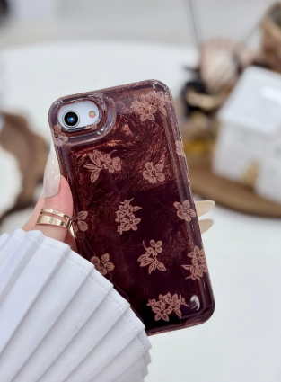 Iphone 7 - 8 - Se 2020 - Se 2022 Uyumlu Shine KAHVE ÇİÇEK Renk Geçişli Esnek Silikon Kılıf