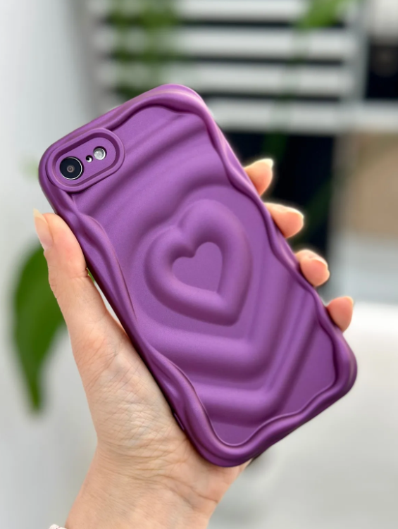  Iphone 7 - 8 - SE 2020 Uyumlu 3d Kabartma Mat Kalp Silikon Kılıf