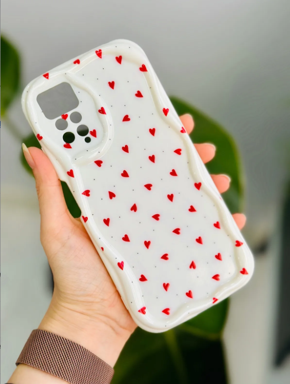  Xiaomi Note 11 Pro - 12 Pro 4g Uyumlu Kırmızı Kalpler Tasarımlı Silikon Kılıf
