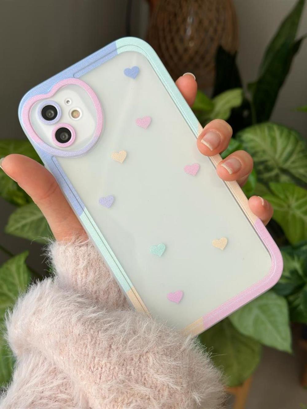 Iphone 11 Uyumlu ANTİŞOK (12 GÖRÜNÜMLÜ KÖŞELİ) Kalp Kamera Tasarımlı  Silikon Kamera Korumalı Kılıf